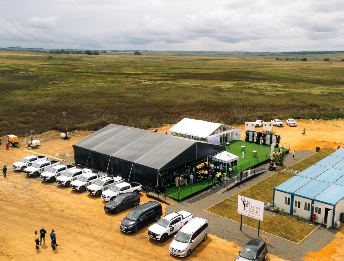 Aerial view of Tlou Coal Masalani Colliery event launch